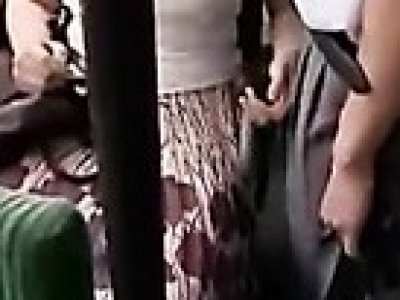 Japanese girl playing naughty on the bus