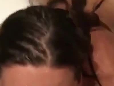 babe sucks dick in she shower