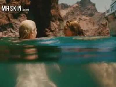 Sexy celebrity chicks swim naked together and then fuck!