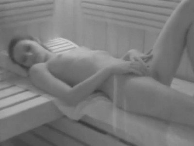 Slim girl filmed in the sauna and fucked