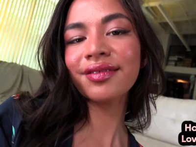 Real beauty wanking lovers cock while dirty talking in POV
