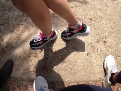 Slut cock craving jogger is cheating on her boyfriend with 2 strangers she met o