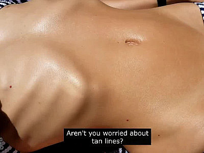 Lily Mae sun tanning in front of the neighbors freaks out when her husband takes